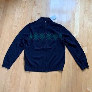 Lands’ End Full Zip Argyle Cardigan